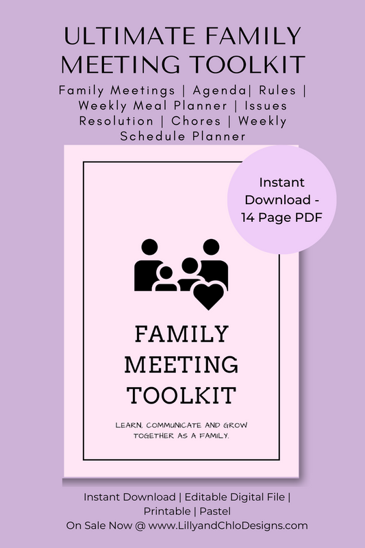 The Family Meeting Toolkit - Family Meeting Agenda, Weekly Schedule & Meal Planner, Chore Chart