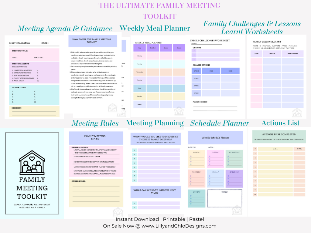 The Ultimate Family Meeting Toolkit - Meeting Agenda & Planners – Lilly and  Chlo Designs