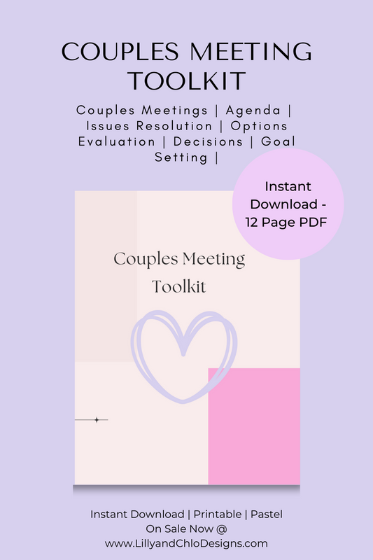 Couples Meeting, Meeting Agenda, Family Meeting, Relationship Meeting, Marriage Meeting, Relationship Counselling, Issues Resolution, Options and Decision Worksheet, Goal Setting